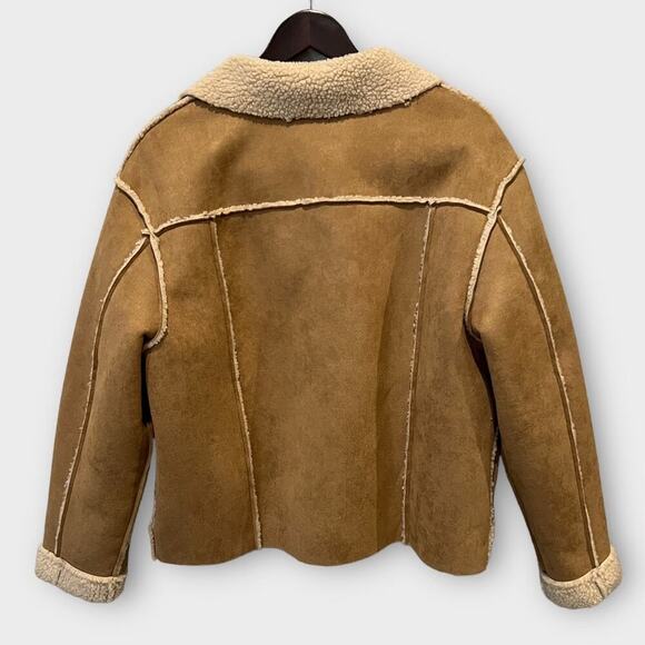 Reformation Stoke Suede Faux-Shearling Coat Size XL - Picture 2 of 9